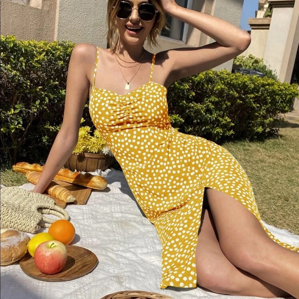 Yellow floral dress